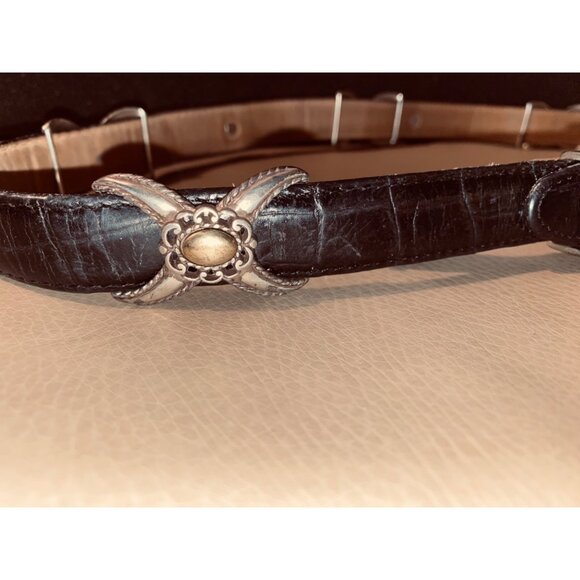 Leather Belt Size 30 Brighton Black Western Gold Silver Accents Buckle Conchos